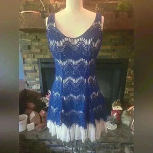 Royal blue eyelash lace dress